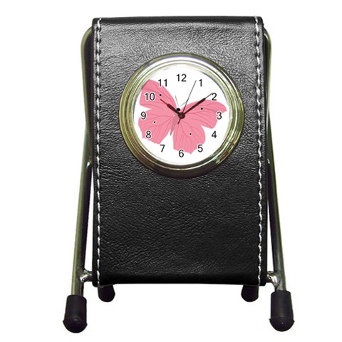 Pink Butterfly Pen Holder Desk Clock from ArtsNow.com Front