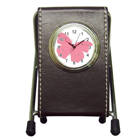 Pink Butterfly Pen Holder Desk Clock from ArtsNow.com Front