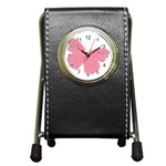 Pink Butterfly Pen Holder Desk Clock