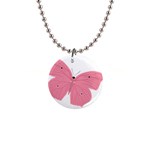 Pink Butterfly 1  Button Necklace