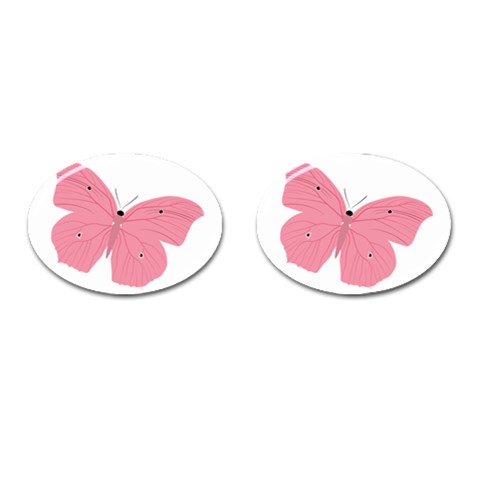 Pink Butterfly Cufflinks (Oval) from ArtsNow.com Front(Pair)