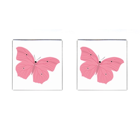 Pink Butterfly Cufflinks (Square) from ArtsNow.com Front(Pair)