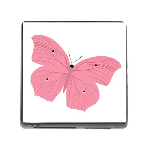 Pink Butterfly Memory Card Reader with Storage (Square) from ArtsNow.com Front