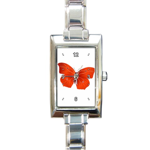 Red Butterfly Rectangular Italian Charm Watch from ArtsNow.com Front