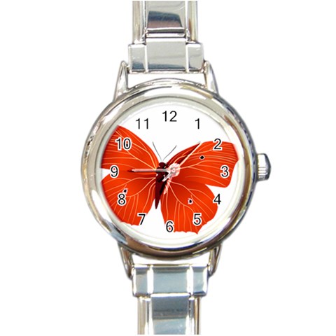 Red Butterfly Round Italian Charm Watch from ArtsNow.com Front