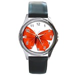 Red Butterfly Round Metal Watch