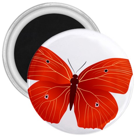 Red Butterfly 3  Magnet from ArtsNow.com Front