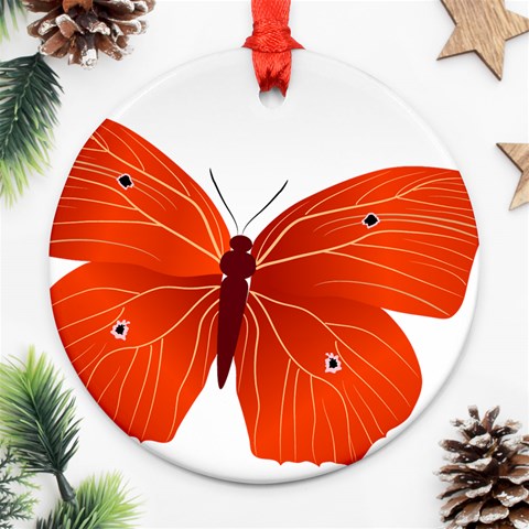 Red Butterfly Ornament (Round) from ArtsNow.com Front