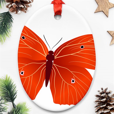 Red Butterfly Ornament (Oval) from ArtsNow.com Front