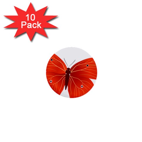 Red Butterfly 1  Mini Button (10 pack)  from ArtsNow.com Front