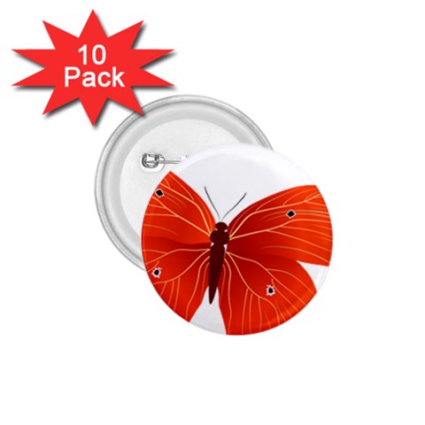 Red Butterfly 1.75  Button (10 pack)  from ArtsNow.com Front