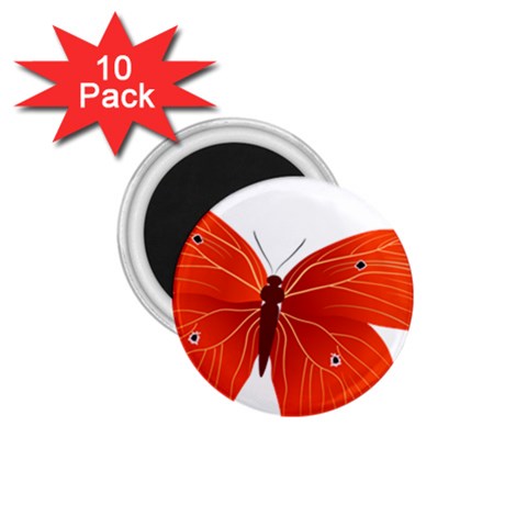 Red Butterfly 1.75  Magnet (10 pack)  from ArtsNow.com Front