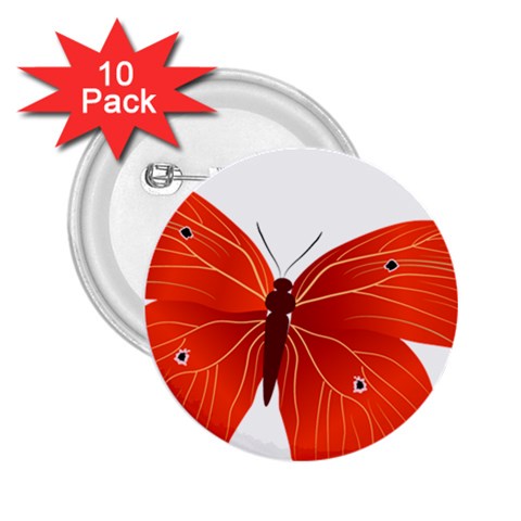 Red Butterfly 2.25  Button (10 pack) from ArtsNow.com Front