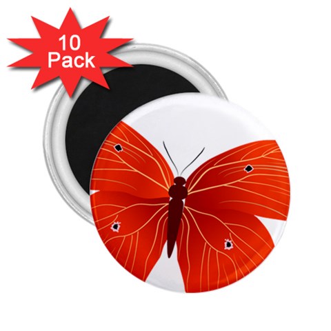 Red Butterfly 2.25  Magnet (10 pack) from ArtsNow.com Front