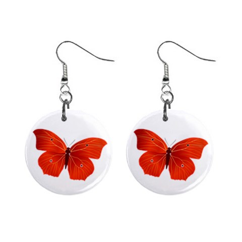 Red Butterfly 1  Button Earrings from ArtsNow.com Front