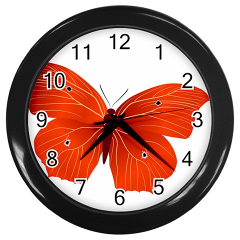 Red Butterfly Wall Clock (Black) from ArtsNow.com Front