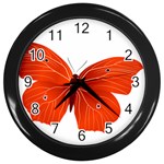 Red Butterfly Wall Clock (Black)