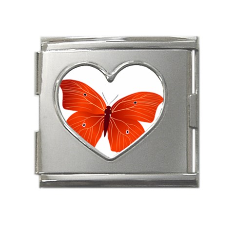 Red Butterfly Mega Link Heart Italian Charm (18mm) from ArtsNow.com Front