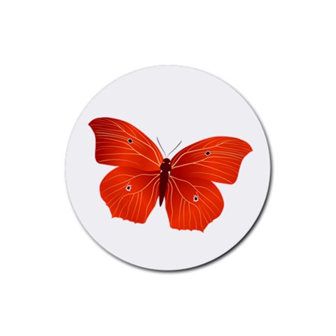 Red Butterfly Rubber Round Coaster (4 pack) from ArtsNow.com Front