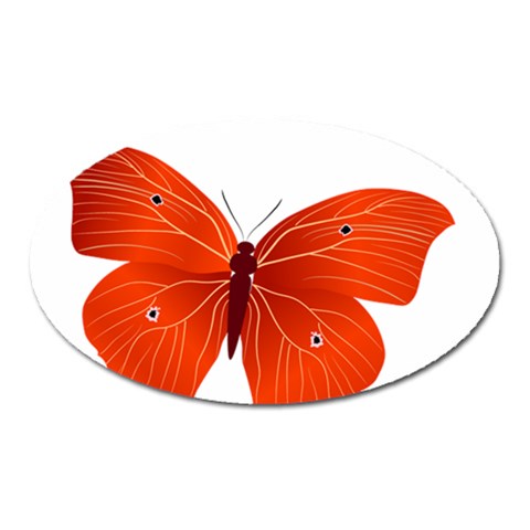 Red Butterfly Magnet (Oval) from ArtsNow.com Front