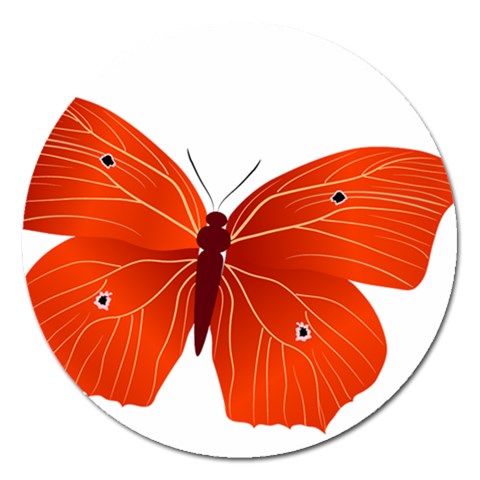 Red Butterfly Magnet 5  (Round) from ArtsNow.com Front