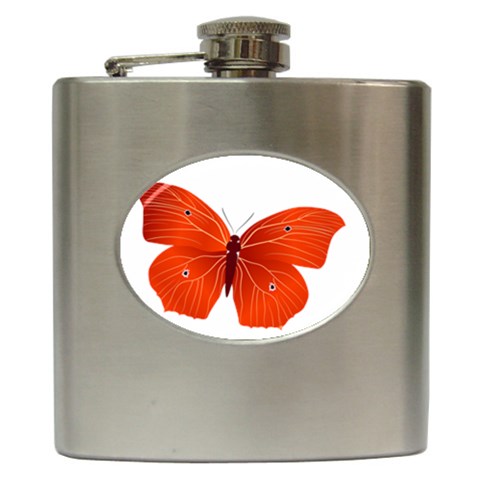 Red Butterfly Hip Flask (6 oz) from ArtsNow.com Front