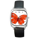 Red Butterfly Square Metal Watch