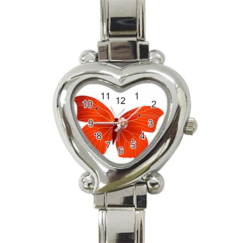 Red Butterfly Heart Italian Charm Watch from ArtsNow.com Front