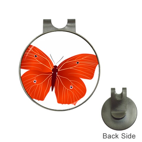 Red Butterfly Golf Ball Marker Hat Clip from ArtsNow.com Front