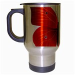 Red Butterfly Travel Mug (Silver Gray)