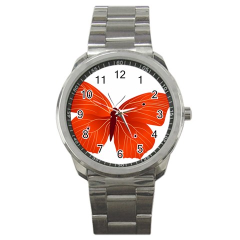 Red Butterfly Sport Metal Watch from ArtsNow.com Front