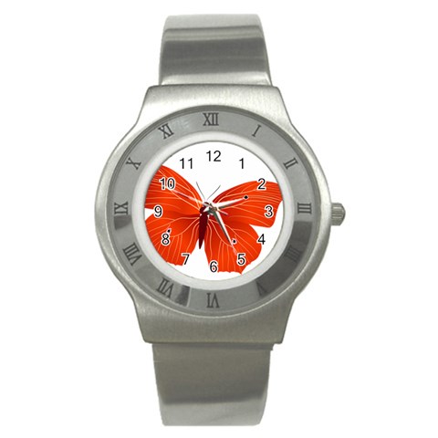 Red Butterfly Stainless Steel Watch from ArtsNow.com Front