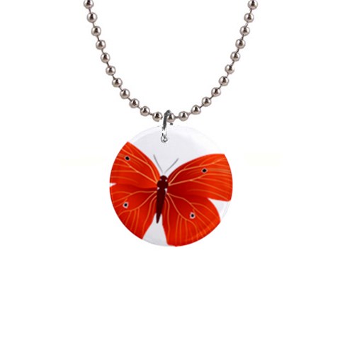 Red Butterfly 1  Button Necklace from ArtsNow.com Front