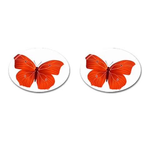 Red Butterfly Cufflinks (Oval) from ArtsNow.com Front(Pair)