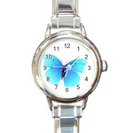 Blue Butterfly Round Italian Charm Watch