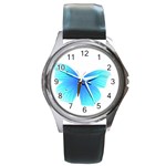 Blue Butterfly Round Metal Watch