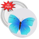 Blue Butterfly 3  Button (10 pack)