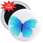 Blue Butterfly 3  Magnet (10 pack)