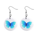 Blue Butterfly 1  Button Earrings