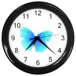 Blue Butterfly Wall Clock (Black)