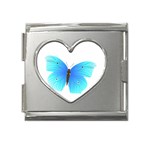 Blue Butterfly Mega Link Heart Italian Charm (18mm)