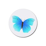 Blue Butterfly Rubber Round Coaster (4 pack)