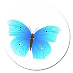 Blue Butterfly Magnet 5  (Round)