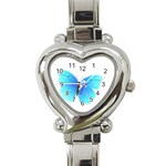 Blue Butterfly Heart Italian Charm Watch