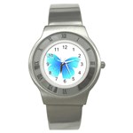 Blue Butterfly Stainless Steel Watch