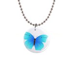 Blue Butterfly 1  Button Necklace