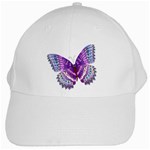 Purple Butterfly White Cap