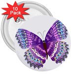 Purple Butterfly 3  Button (10 pack)