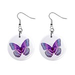 Purple Butterfly 1  Button Earrings