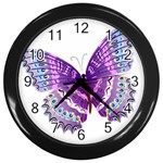 Purple Butterfly Wall Clock (Black)